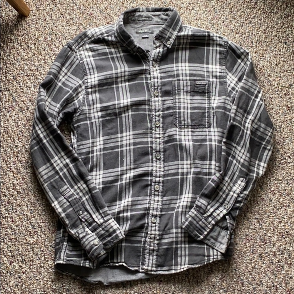 Eddie Bauer - Men Grey Plaid Casual Shirt